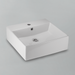 Acritec 36501 square counter-top basin in white ceramic, full top view showing 18-inch by 18-inch bowl