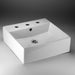 Acritec 36508 square counter-top basin in white ceramic, full top view showing 18-inch by 18-inch bowl