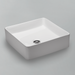 Acritec 36647 square counter-top basin in white gloss ceramic, full top view showing 14.25-inch by 14.25-inch bowl