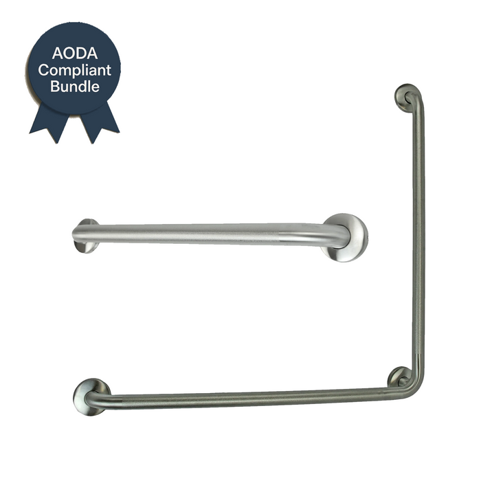 Frost AODA Compliant Grab Bar Bundle – Stainless Steel L-Shaped & Rear Grab Bars – Barrier-Free