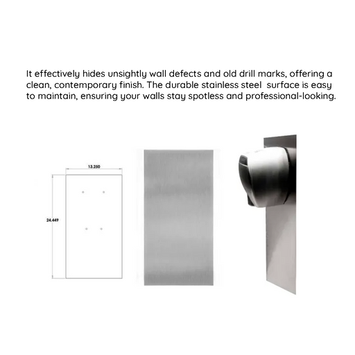 Comac Wall Adapter Plate C-000011032 stainless steel wall mount showing dimensions and clean modern finish