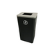 Front view of curved Domain single-stream waste bin with rectangular opening