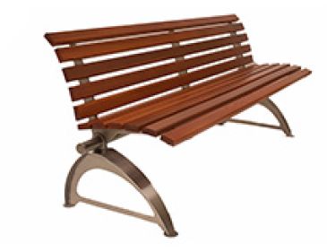 Envyrozone Firenze 72 inch outdoor bench with back in stainless steel and wood slats
