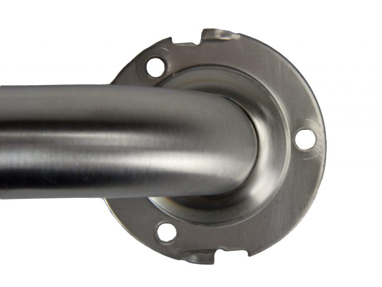 Peened stainless steel angled grab bar for barrier free access