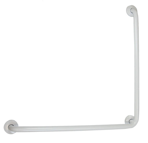 White finish stainless steel L-shaped grab bar 30x30 inch