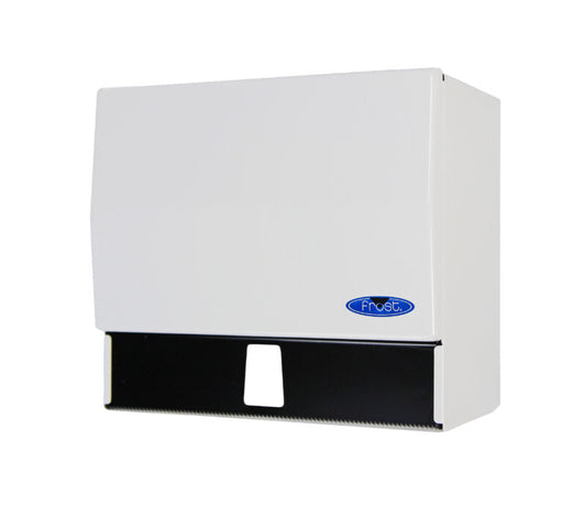 Frost 101 white steel paper towel dispenser front view