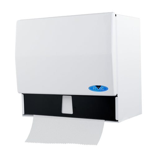 Frost 101 white steel paper towel dispenser side view