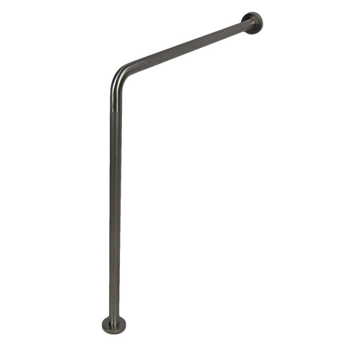 Peened stainless steel wall-to-floor grab bar 30x33 inch