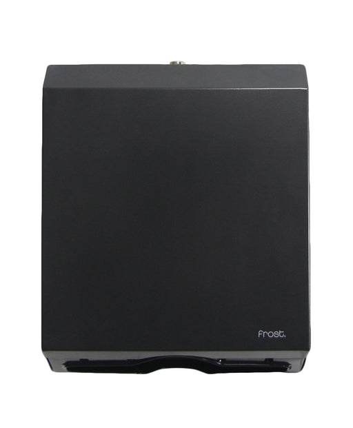 Frost 105-BLK matte black C-fold paper towel dispenser front view