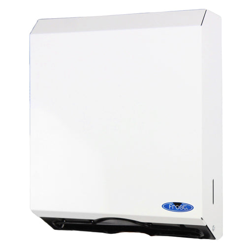 Frost 105 white steel C-fold paper towel dispenser front view