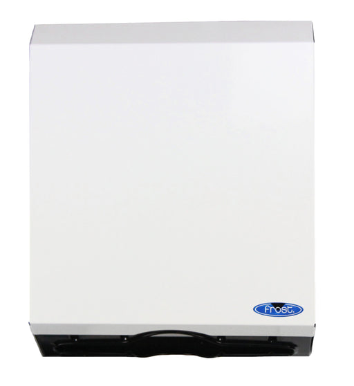 Frost 105 white steel C-fold paper towel dispenser close-up front