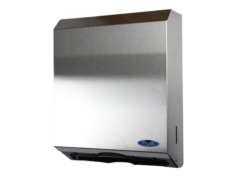 Frost 107 stainless steel C-fold paper towel dispenser front view
