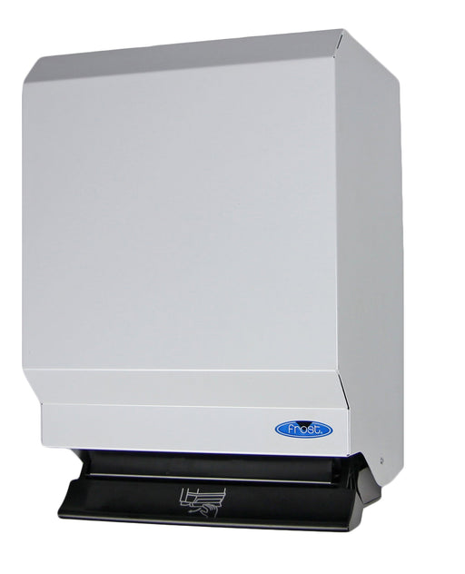 Frost 109-50W white steel roll paper towel dispenser front view