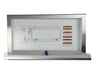 Surface mount stainless steel baby change table installed in high-traffic facility restroom