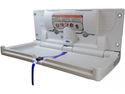 Commercial plastic baby change table 1125 wall mounted in restaurant restroom