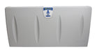 Slim profile baby change table installed in high-traffic public facility