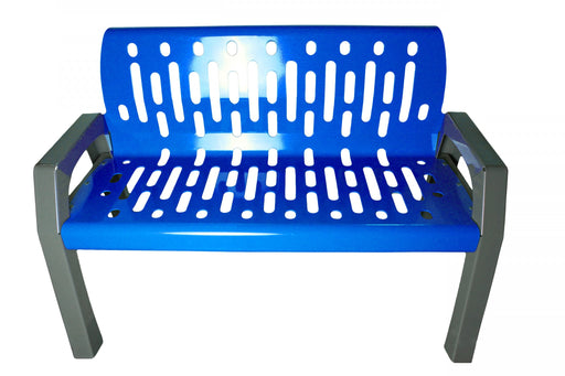 Heavy duty modern park bench in blue Stream series