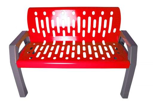 Heavy duty modern park bench in red Stream series