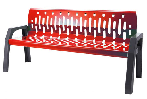 Heavy-duty Canadian-made red powder-coated park bench 2060-RED front view
