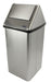 Front view of Frost 301NLS stainless steel swing-top waste receptacle with satin finish