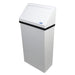 Front view of Frost 303 swing top waste receptacle with white epoxy finish