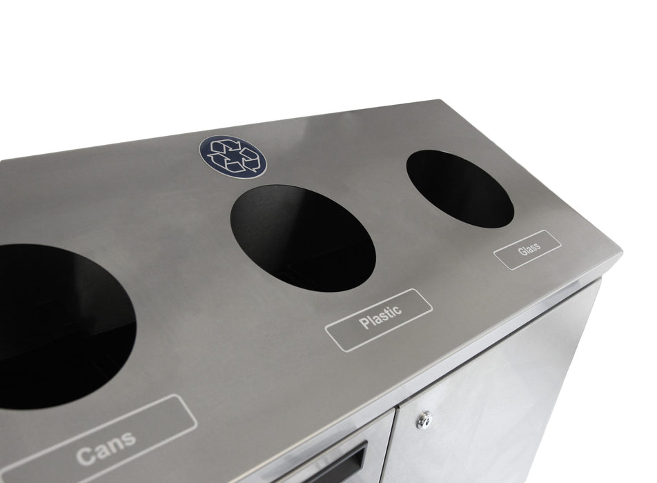 Frost 316-S Stainless Steel Floor Standing Recycling Station – 3-Stream Waste & Recycling Bin