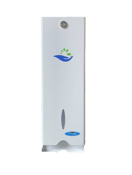 Frost 613 compact stainless steel surface-mounted free tampon dispenser for commercial restrooms, ADA-compliant