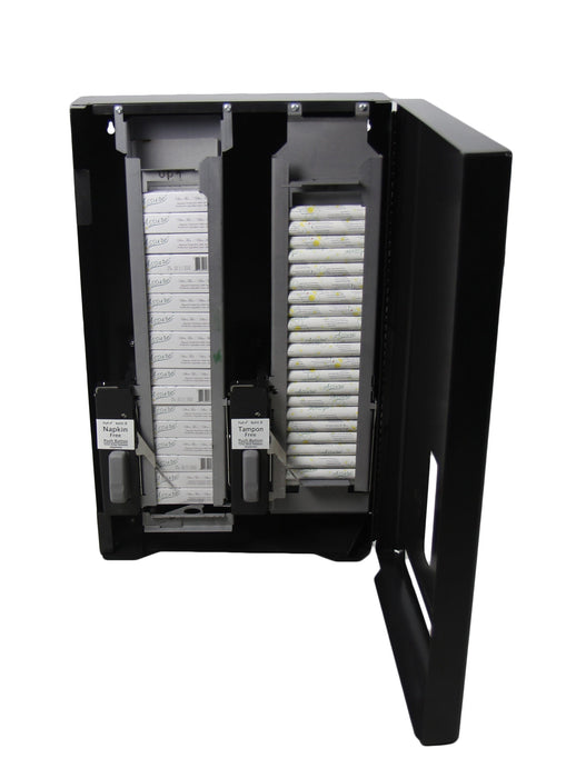 Frost 618-1-Free-BLK matte black stainless steel push-button free napkin/tampon dispenser, ADA-compliant