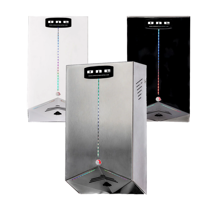 One Series LED Modular Ultra-Quiet Commercial Hand Dryer - 55 dB - 12 Second Drying - Custom LED Lighting - Adjustable Temp - Lifetime Warranty