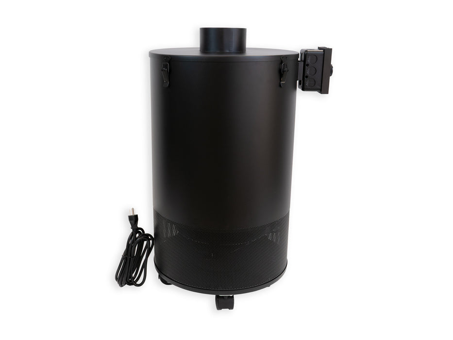Airpura 900 filter access top plate with four latches removed showing prefilter and MERV-13