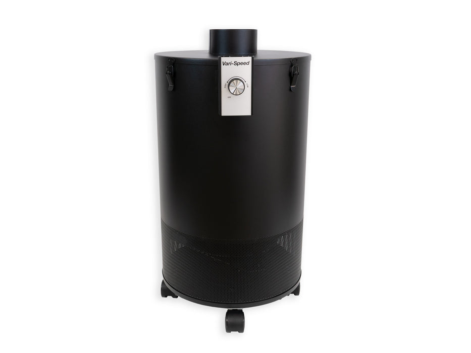 Airpura 900 industrial fume extractor Black front angled view with source capture arm option