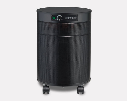 Airpura F600 air purifier in black – front view for high contrast display