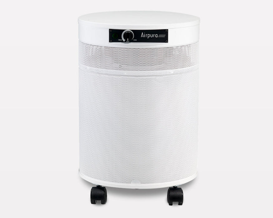 Airpura F714 air purifier White front view showing 360 degree air intake grille