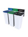 Busch Rise wall-mounted triple 170 L – white body, blue Mixed + green Organics + black Waste lids