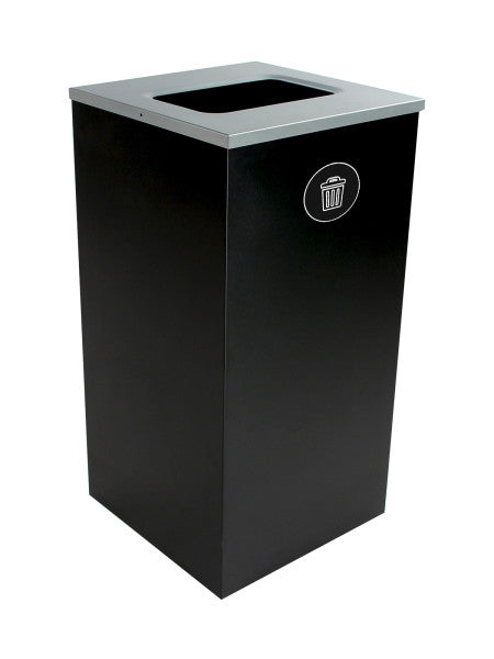 Red-Black Spectrum Double Cube recycling station installed in modern office lobby