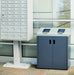 Close-up of sloped grey lid on Summit series bin