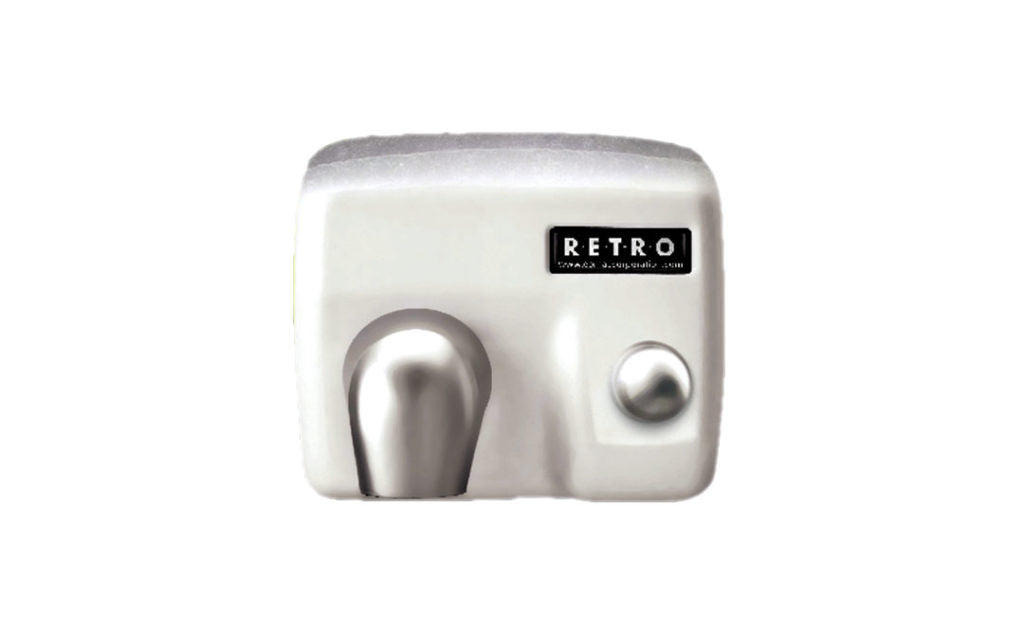 Retro Series cast iron commercial hand dryer showing stylish compact design and blue LED indicator