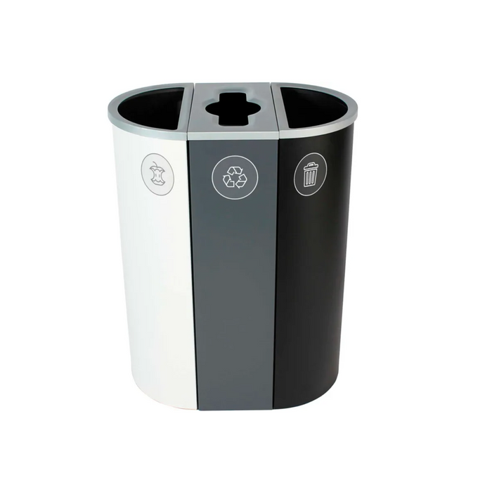 Busch Systems Spectrum Triple Slim 294 L recycling station in white, grey, black