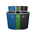 Busch Systems Spectrum Triple Kit 204 L recycling station in blue, dark green, black