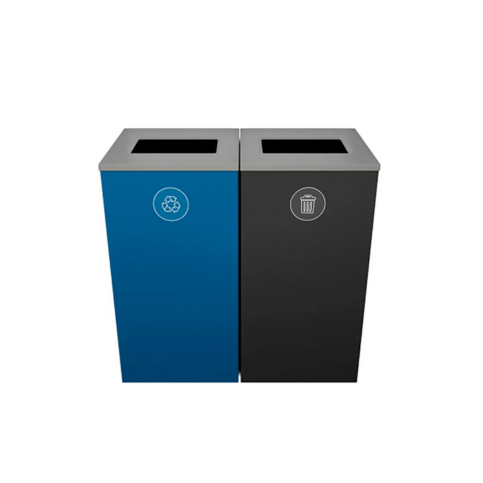 Spectrum Double Cube 48-gal recycling and waste station in Red-Black front view