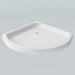 White Acritec belly round front shower base with 4 1/4 inch height in a modern bathroom installation