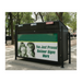 Front view of Hazleton triple-stream bin with poster doors open