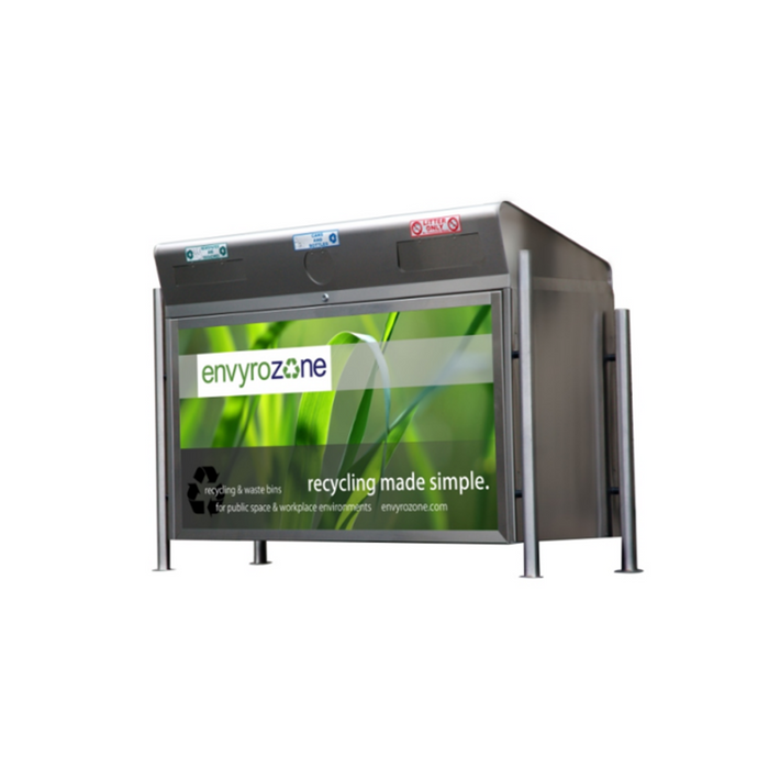 Envyrozone Hazleton EL-003 420 L 3-stream recycling station in stainless finish