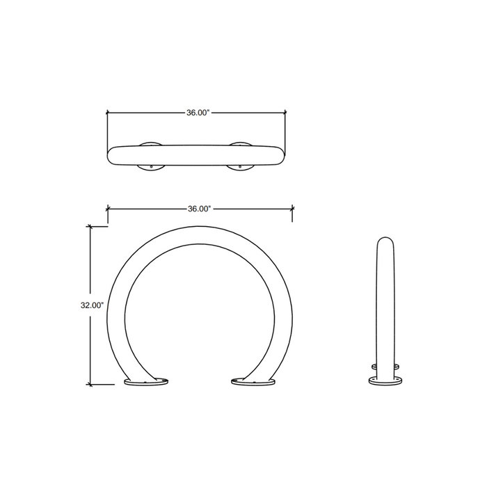 Surface mounted Horseshoe bike rack with bike locked in place