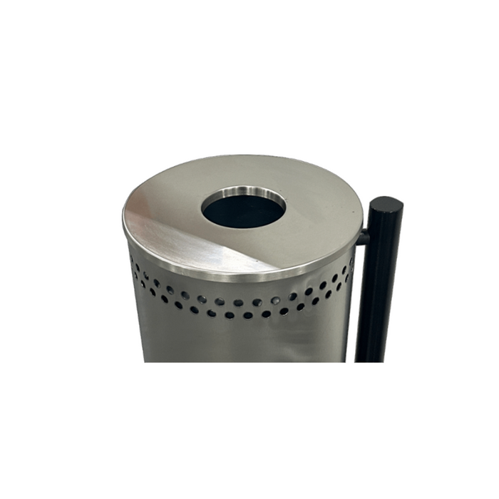 Front view of polished Mini Mirage waste bin with 5-inch opening