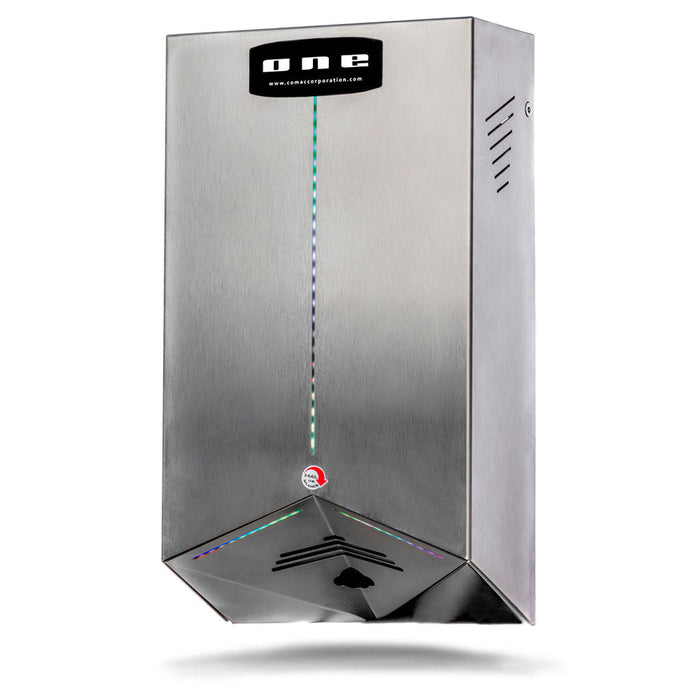 One Series LED modular ultra-quiet commercial hand dryer showing slim profile and customizable LED lighting