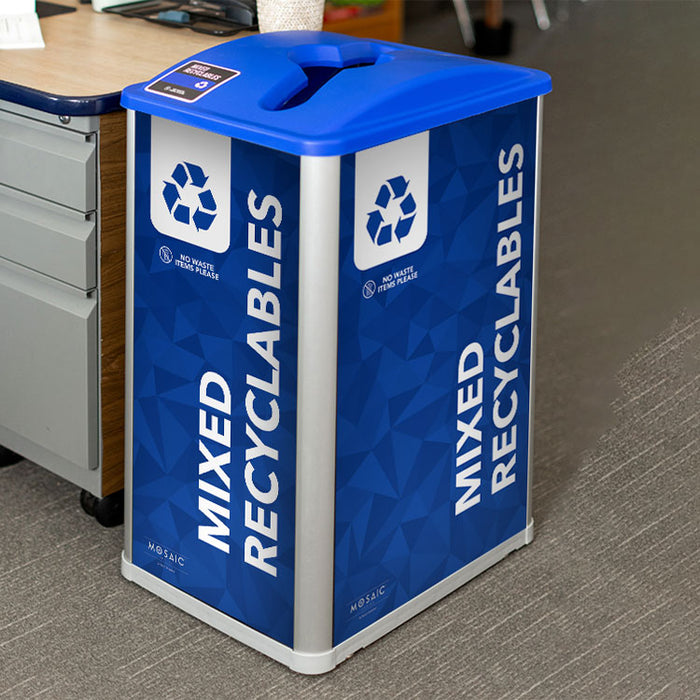Bag retention clip detail inside Mosaic single recyclables container