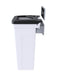 Rise single waste bin on wall with black lid flipped back for servicing