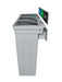 Rise triple bin installed on wall with all lids flipped back for servicing