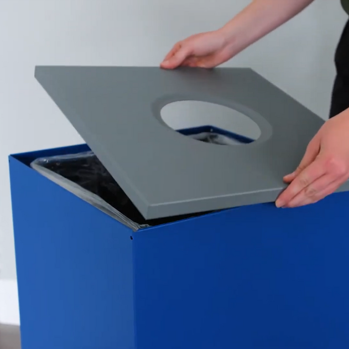 Red-Black Spectrum indoor recycling station with Mixed Recyclables and Waste labels